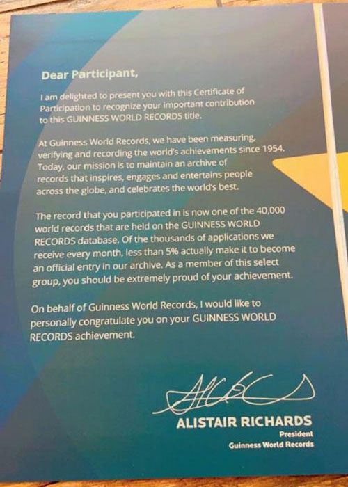 Zenith Doshi Guinness Book of World Records 2